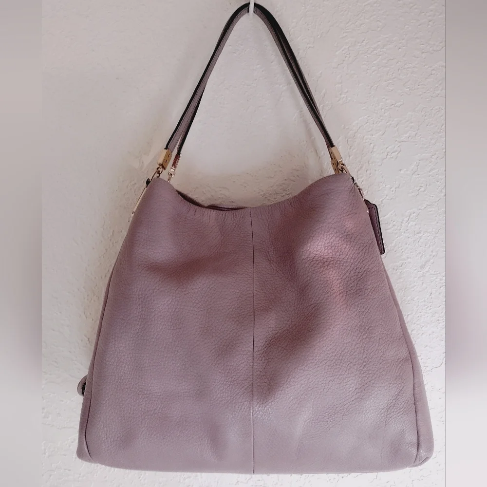 COACH Madison Phoebe Pebbled Leather Shoulder Bag - Picture 1 of 13